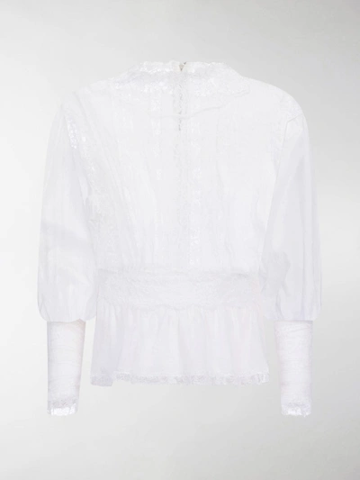 Shop Dolce & Gabbana Sheer-panel Lace Blouse In White