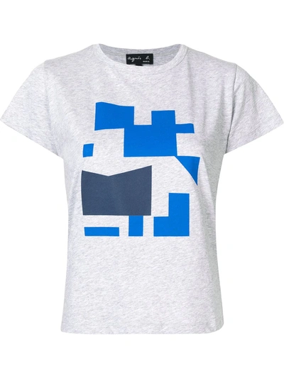 Shop Agnès B. Graphic-print Cotton T-shirt In Grey