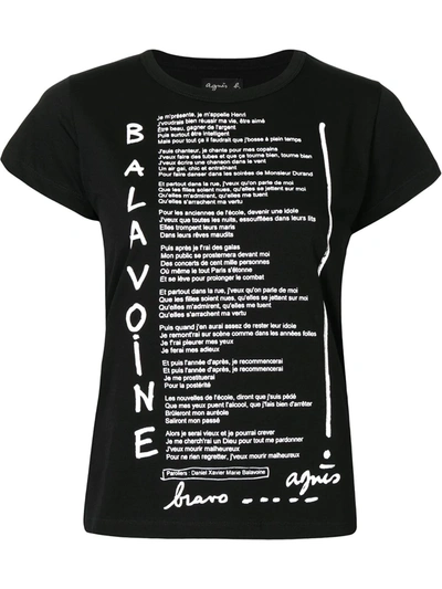 Shop Agnès B. Lyrics-print Cotton T-shirt In Black