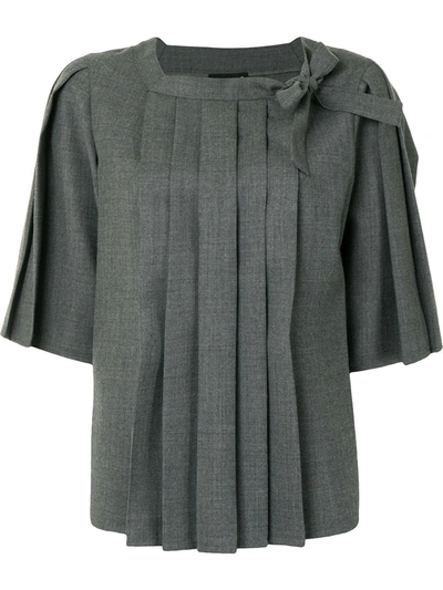 Shop Agnès B. Pleated Bow-detail Top In Grey