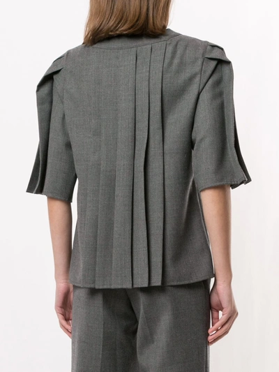 Shop Agnès B. Pleated Bow-detail Top In Grey