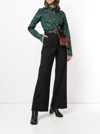 Shop Agnès B. Rose-print Shirt In Green