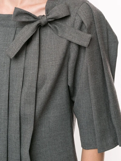 Shop Agnès B. Pleated Bow-detail Top In Grey