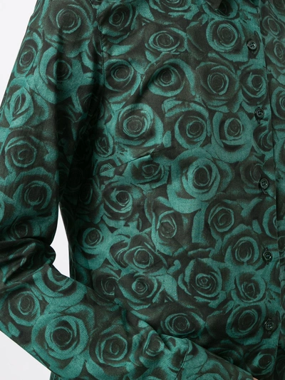 Shop Agnès B. Rose-print Shirt In Green