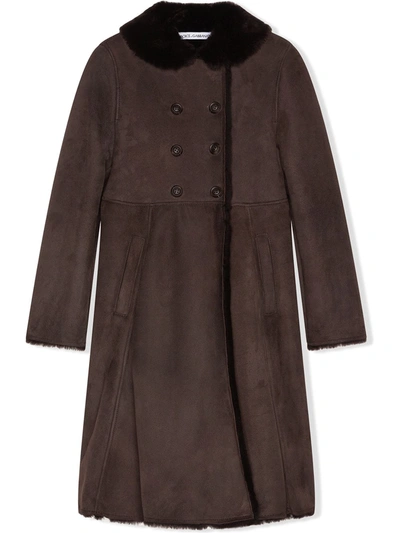 Shop Dolce & Gabbana Double-breasted Peacoat In Brown
