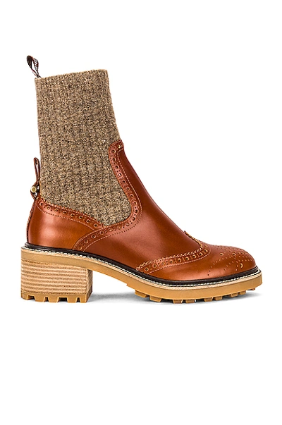 Shop Chloé Franne Ankle Boots In Classic Tobacco