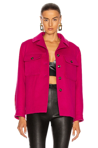 Shop Saint Laurent Button Jacket In Rose Vif