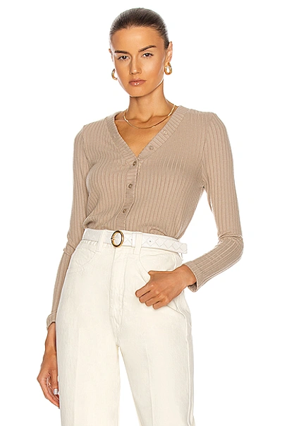 Shop Enza Costa Sweater Rib Cropped Cardigan In Taupe