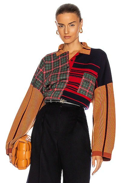 Shop Loewe Polo Neck Patchwork Sweater In Multi