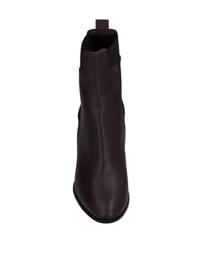 Shop Tod's Woman Ankle Boots Deep Purple Size 8 Soft Leather, Elastic Fibres