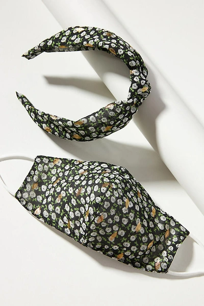 Shop Anthropologie Saoirse Headband & Ear Loop Reusable Face Mask Set In Black