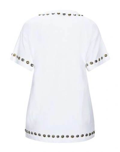 Frankie Morello Studded Front Logo  Tops & T-shirt In White