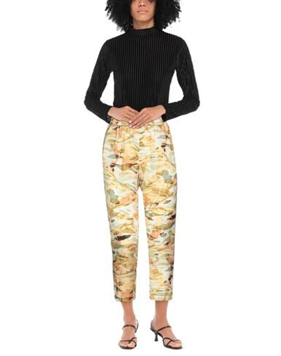 Shop Manila Grace Woman Cropped Pants Light Yellow Size 8 Polyester