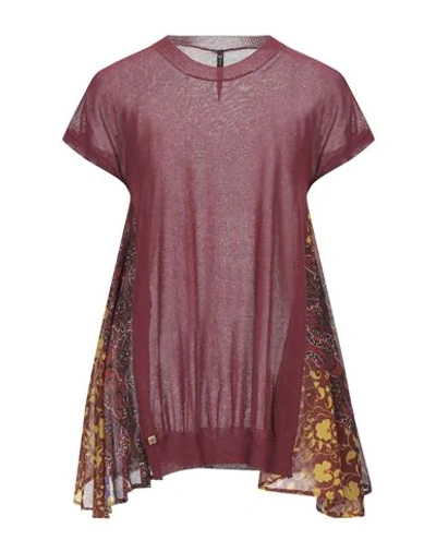 Shop Manila Grace Woman Sweater Burgundy Size Xs Viscose, Polyamide, Cotton, Silk In Red