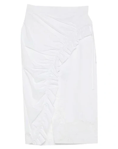 Shop Ermanno Scervino Woman Midi Skirt White Size 12 Cotton, Polyamide