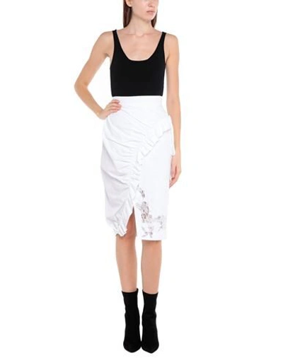 Shop Ermanno Scervino Woman Midi Skirt White Size 12 Cotton, Polyamide