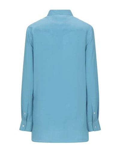 Shop Golden Goose Deluxe Brand Woman Shirt Azure Size S Silk In Blue