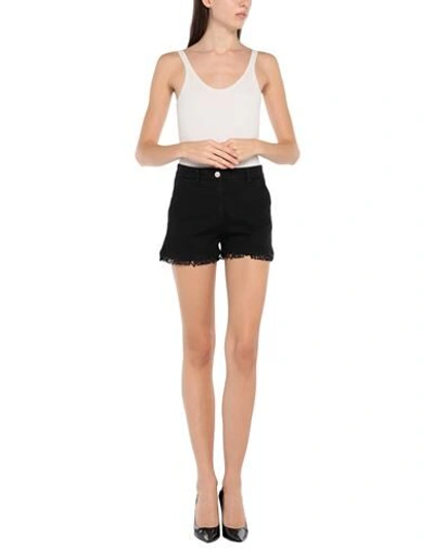 Shop Frankie Morello Woman Denim Shorts Black Size 6 Cotton, Elastane