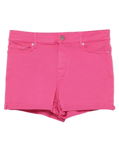 Shop Karl Lagerfeld Woman Denim Shorts Fuchsia Size 27 Cotton, Polyester, Elastane In Pink