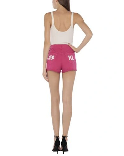 Shop Karl Lagerfeld Woman Denim Shorts Fuchsia Size 27 Cotton, Polyester, Elastane In Pink