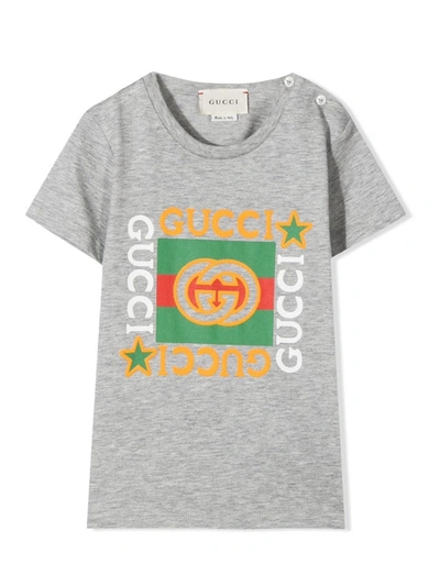 Shop Gucci Grey Cotton T-shirt In Grigio