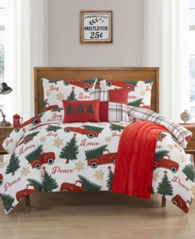 Shop Sanders Love In Peace Queen Comforter Set, 6 Piece Bedding In Red