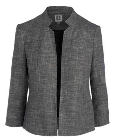 Shop Anne Klein Stand-collar Tweed Blazer In Anne Black/anne White