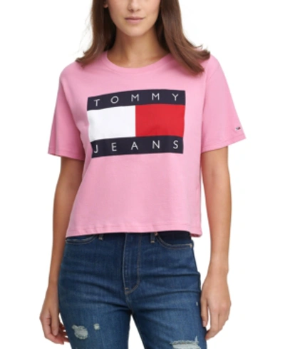 Magistraat vervormen Dronken worden Tommy Jeans Logo-print Cropped Cotton T-shirt In Wild Rose | ModeSens