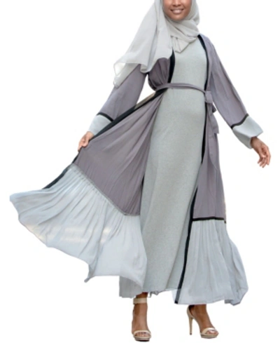 Shop Urban Modesty Women's Two-tone Maxi Cardigan In Gray