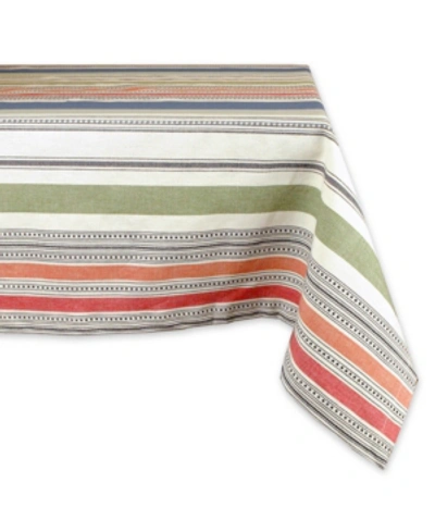 Shop Design Imports Warm Stripe Tablecloth 60" X 84" In Green