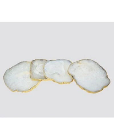 Shop Nature's Decorations - Agate Gnarled Coasters, Set Of 4 In Off-white