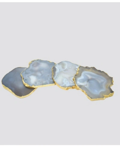 Shop Nature's Decorations - Agate Gnarled Coasters, Set Of 4 In Gray