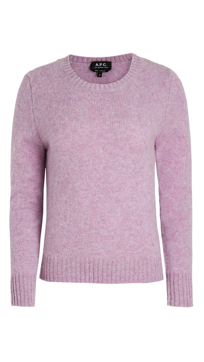 Shop Apc Leonie Sweater In Mauve Chine