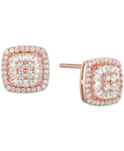 Macy's Diamond Baguette Square Stud Earrings (1/2 Ct. T.w.) In 14k Gold , 14k White Gold Or 14k Rose Gold In Rose Gold