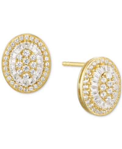 Macy's Diamond Baguette Oval Stud Earrings (1/2 Ct. T.w.) In 14k Gold , 14k White Gold Or 14k Rose Gold In Yellow Gold