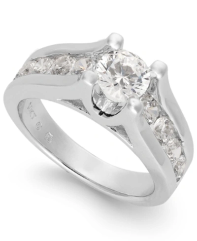 Shop Macy's Diamond Channel-set Engagement Ring (2 Ct. T.w.) In 14k White Gold
