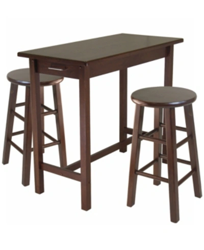 Shop Winsome Sally 3-piece Breakfast Table Set With 2 Square Leg Stools In Brown