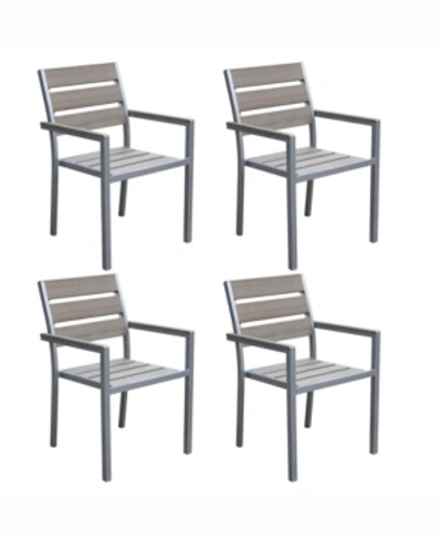 Shop Corliving Distribution Gallant Sun Bleached Outdoor Dining Chairs, Set Of 4 In Gray