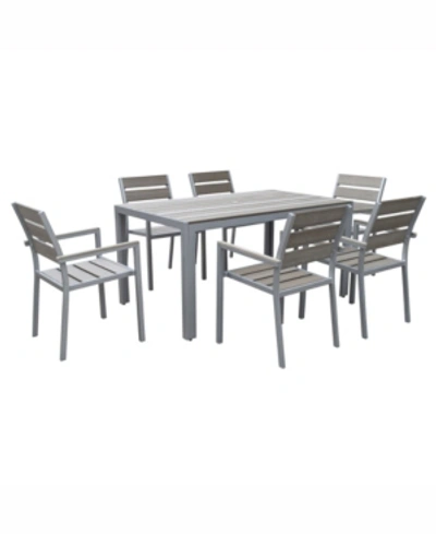 Shop Corliving Distribution Gallant 7 Piece Sun Bleached Outdoor Dining Set In Gray