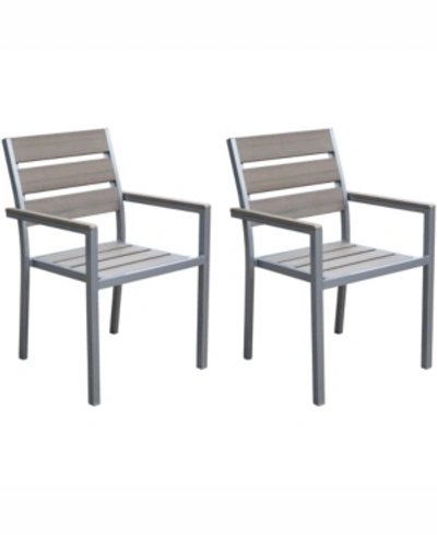 Shop Corliving Distribution Gallant Sun Bleached Outdoor Dining Chairs, Set Of 2 In Gray
