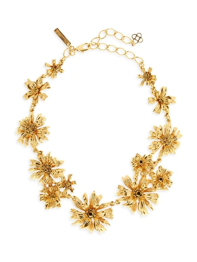 Shop Oscar De La Renta Women's Swarovski Crystal Flower Necklace In Gold