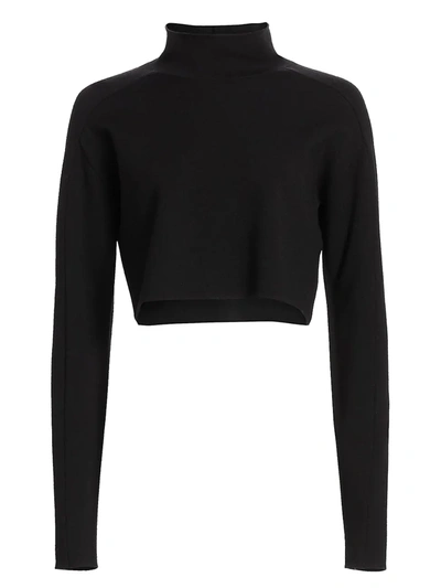 Shop Helmut Lang Women's Cropped Turtleneck Sweater In Black