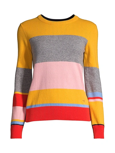 Shop Tory Burch Women's Colorblock Cashmere Sweater In Blushing