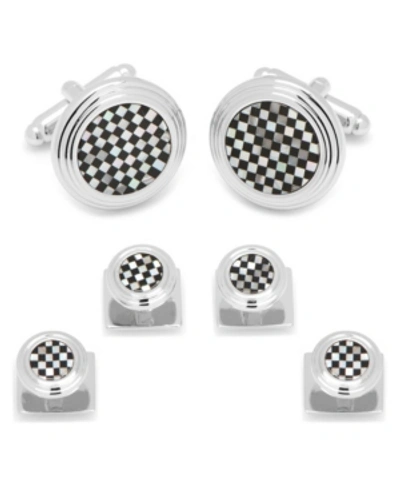 Shop Ox & Bull Trading Co. Men's Checker Cufflink And Stud Set In Black