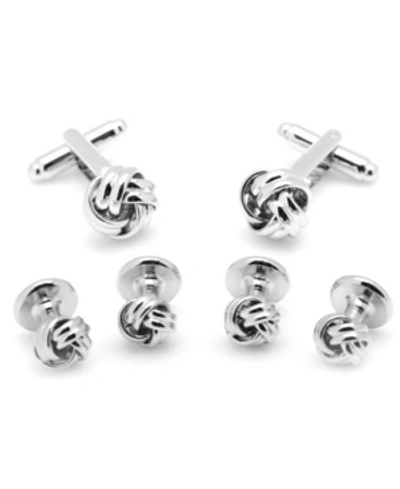 Shop Ox & Bull Trading Co. Men's Knot Cufflink And Stud Set In Silver-tone