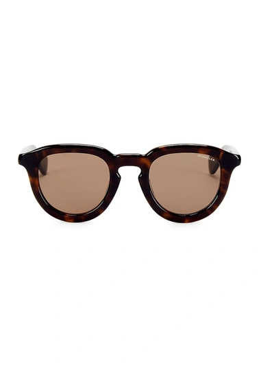 Shop Moncler Men's 48mm Round Sunglasses In Havana