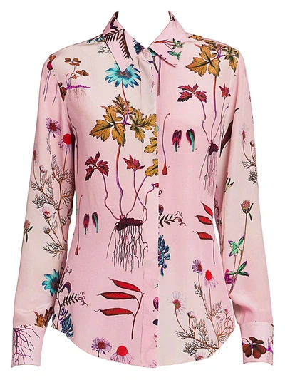 Shop Stella Mccartney Women's Floral-print Silk Blouse In Pink Multi