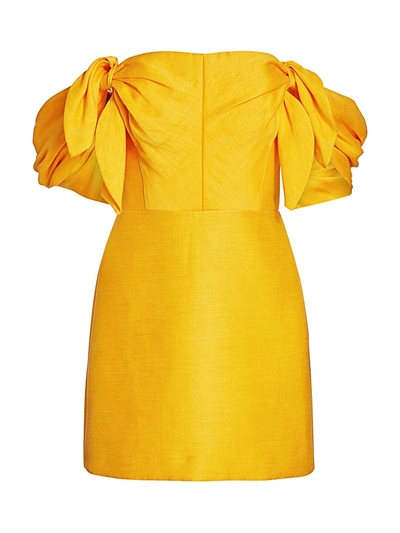 Shop Acler Selkin Off-the-shoulder Linen-blend Mini Sheath Dress In Citrus