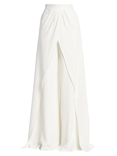 Shop Brandon Maxwell Women's Carolina Crepe Skirt Trousers In Ivory