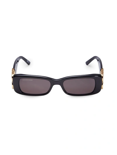 Shop Balenciaga Men's 51mm Rectangular Sunglasses In Black
